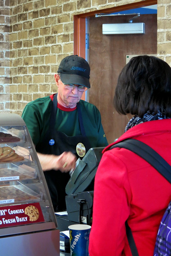 Paul works at Subway in the Keathley University Center on campus. Photo by Bailey Robbins.