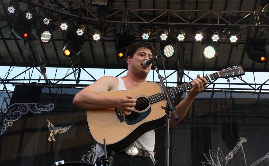 Marcus Mumford of Mumford and Sons performs at the 2011 Bonnaroo Music & Arts Festival in Manchester, Tennessee. (MTSU Sidelines / Emily West)