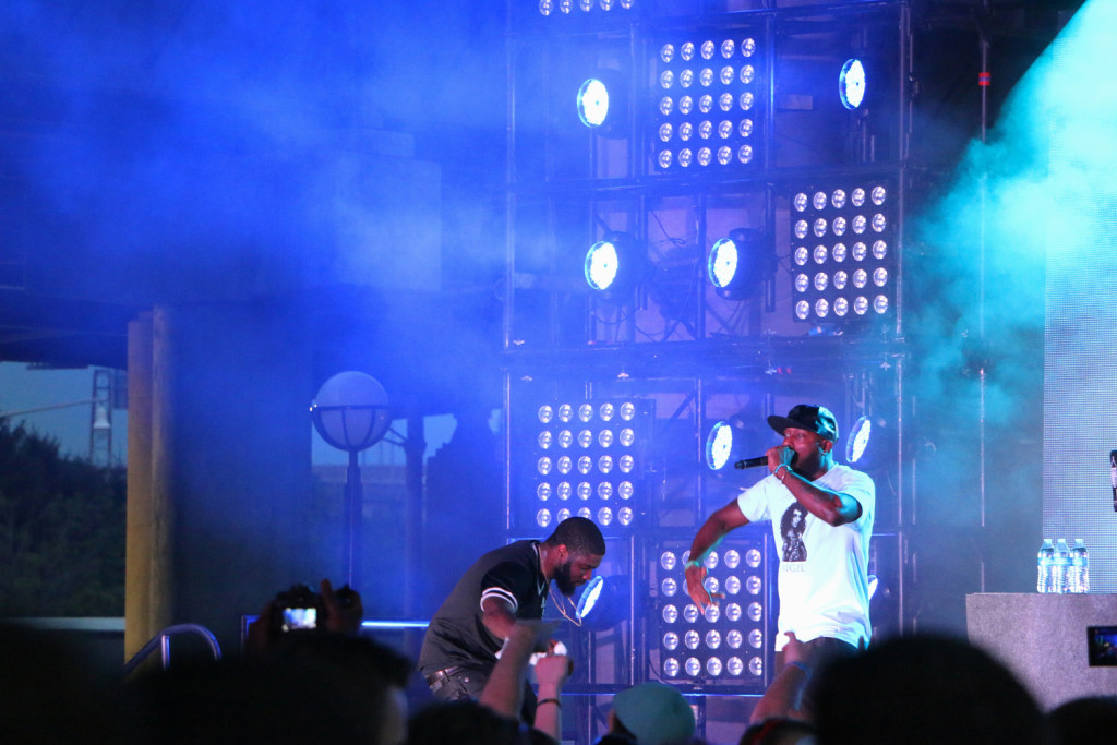 Big K.R.I.T., left, performs with special guest Talib Kweli, right, at the Forecastle Festival in Louisville, Ky., on Friday, July 17, 2015. (MTSU Sidelines / John Connor Coulston)