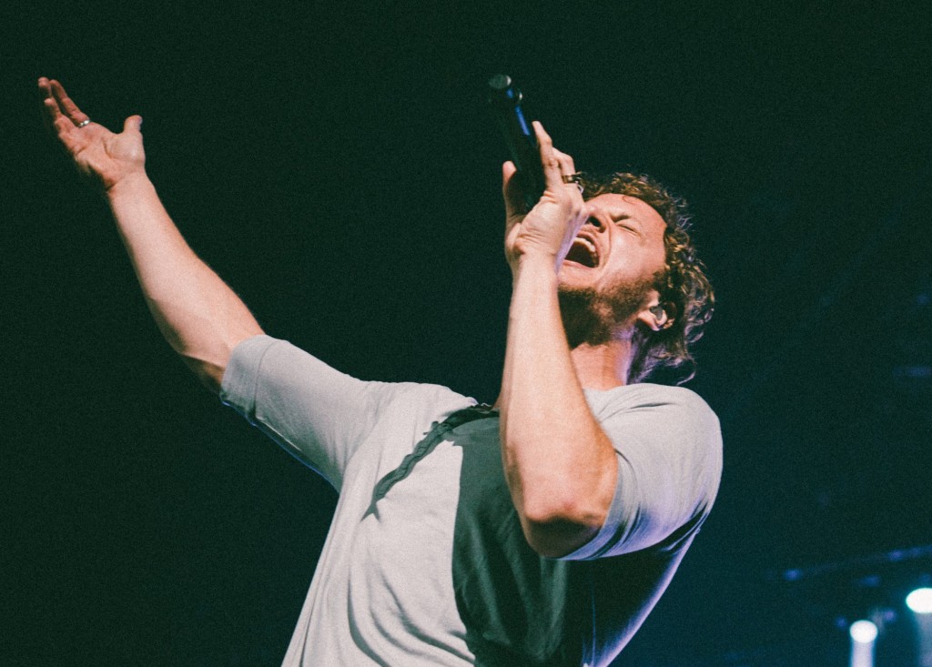 Dan Reynolds of Imagine Dragons performs at Bridgestone Arena in Nashville, Tenn. on Wednesday, June 8, 2015, The performance was part of the band's "Smoke + Mirrors" tour. (MTSU Sidelines / Andre Rowlett)