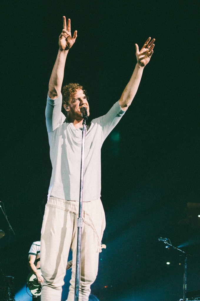 Dan Reynolds of Imagine Dragons performs at Bridgestone Arena in Nashville, Tenn. on Wednesday, June 8, 2015, The performance was part of the band's "Smoke + Mirrors" tour. (MTSU Sidelines / Andre Rowlett)