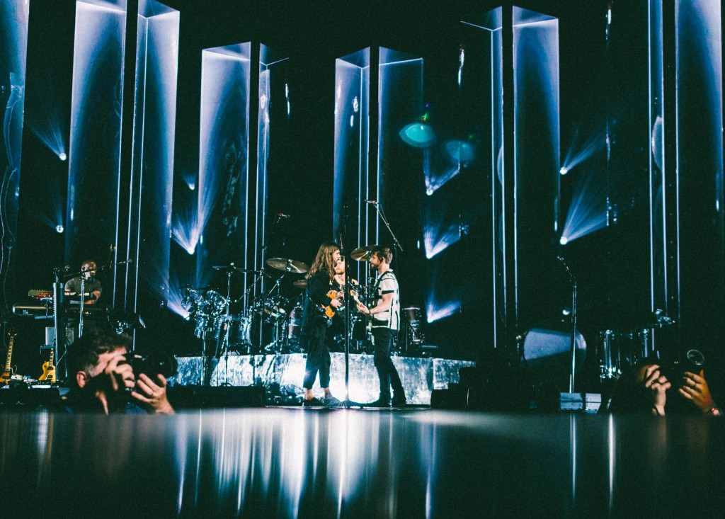 Imagine Dragons perform at Bridgestone Arena in Nashville, Tenn. on Wednesday, June 8, 2015, The performance was part of the band's "Smoke + Mirrors" tour. (MTSU Sidelines / Andre Rowlett)