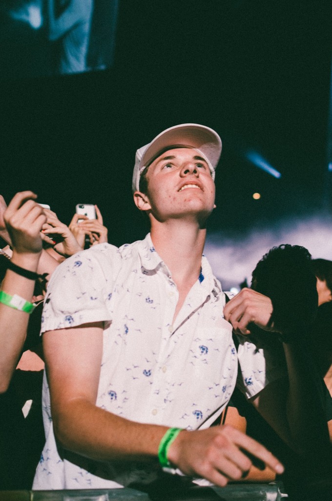 A fan looks on as Imagine Dragons performs at Bridgestone Arena in Nashville, Tenn. on Wednesday, June 8, 2015, The performance was part of the band's "Smoke + Mirrors" tour. (MTSU Sidelines / Andre Rowlett)