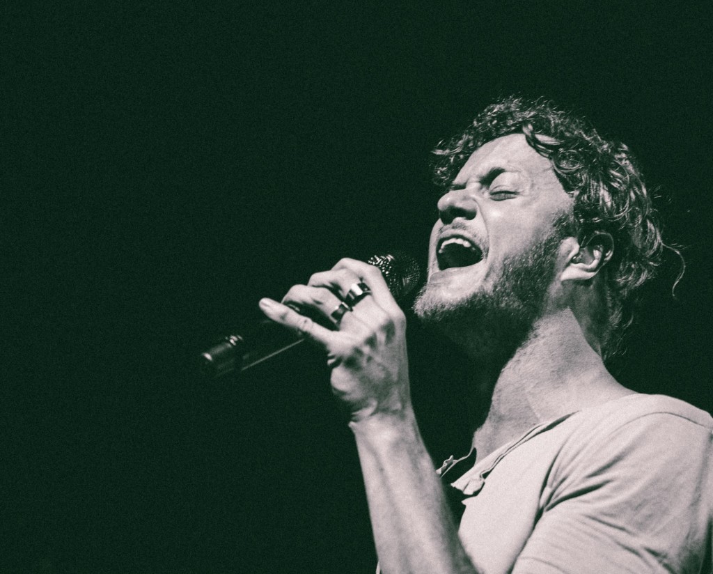 Dan Reynolds of Imagine Dragons performs at Bridgestone Arena in Nashville, Tenn. on Wednesday, June 8, 2015, The performance was part of the band's "Smoke + Mirrors" tour. (MTSU Sidelines / Andre Rowlett)