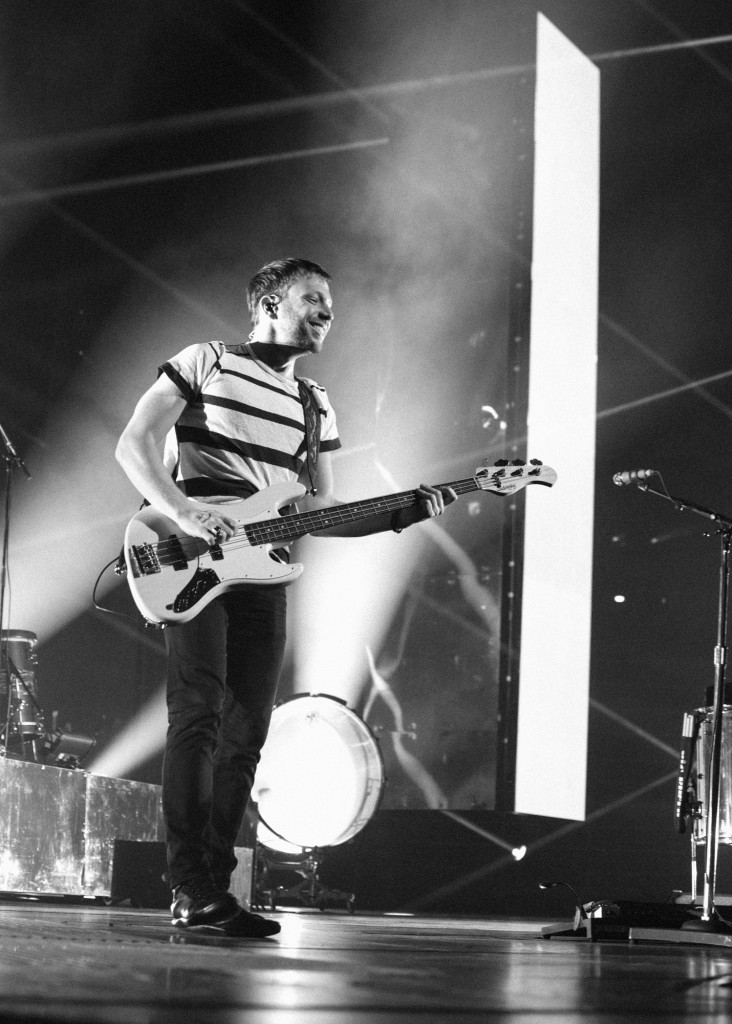 Ben McKee of Imagine Dragons performs at Bridgestone Arena in Nashville, Tenn. on Wednesday, June 8, 2015, The performance was part of the band's "Smoke + Mirrors" tour. (MTSU Sidelines / Andre Rowlett)