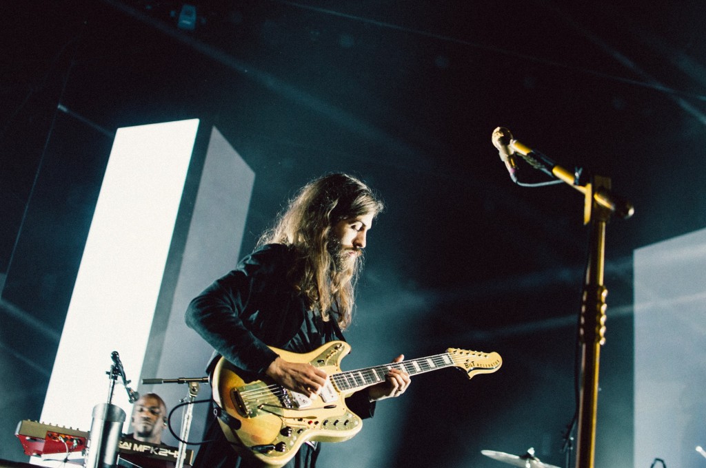 Wayne Sermon of Imagine Dragons performs at Bridgestone Arena in Nashville, Tenn. on Wednesday, June 8, 2015, The performance was part of the band's "Smoke + Mirrors" tour. (MTSU Sidelines / Andre Rowlett)