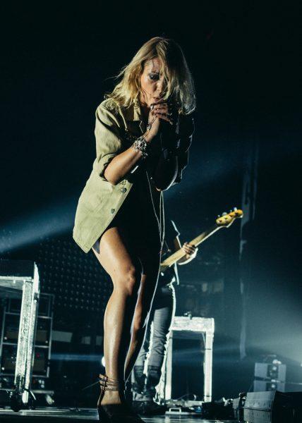 Emily Haines of Metric performs at Bridgestone Arena in Nashville, Tenn. on Wednesday, June 8, 2015, The performance was part of Imagine Dragons' "Smoke + Mirrors" tour. (MTSU Sidelines / Andre Rowlett)