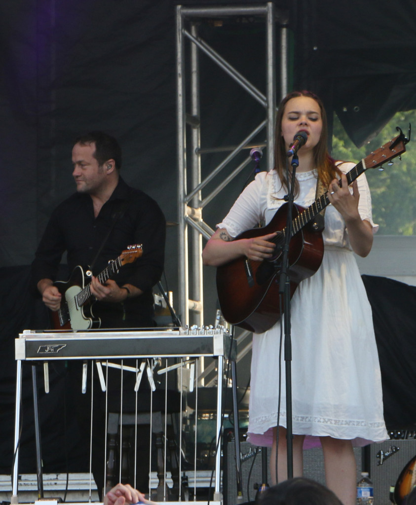 Melvin Duffy , left, and Klara Söderberg, right, of First Aid Kit perform at the Sloss Music & Arts Festival in Birmingham, Ala., on Saturday, July 18, 2015. (MTSU Sidelines / John Connor Coulston)