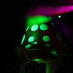 Two inflatable mushrooms seved as the backdrop for Primus' performance at the Sloss Music & Arts Festival in Birmingham, Ala., on Sunday, July 19, 2015. (MTSU Sidelines / John Connor Coulston)