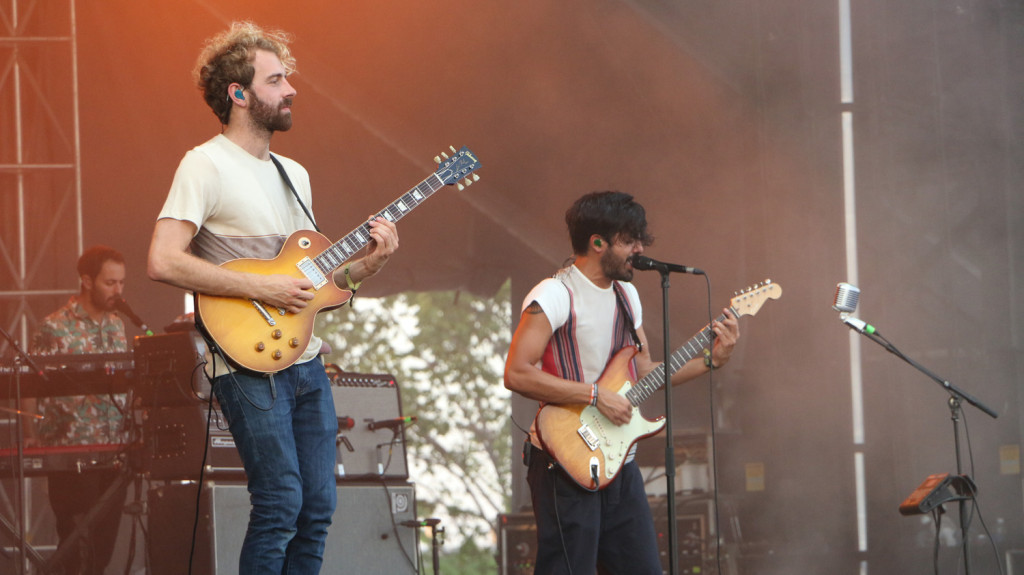 Jacob Tilley, left, and Sameer Gadhia, right, of Young the Giant perform at the Sloss Music & Arts Festival in Birmingham, Ala., on Saturday, July 18, 2015. (MTSU Sidelines / John Connor Coulston)