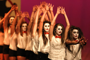 Members of Zeta Tau Alpha competing in Phi Beta Sigma's "Stepping for a Cure" step show Friday, February 14, 2015. All proceeds from the event went to St. Jude's Children Research Hospital. (Greg French / MTSU Sidelines)