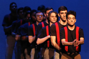 Members of Alpha Tau Omega competing in Phi Beta Sigma's "Stepping for a Cure" step show Friday, February 14, 2015. All proceeds from the event went to St. Jude's Children Research Hospital. (Greg French / MTSU Sidelines)