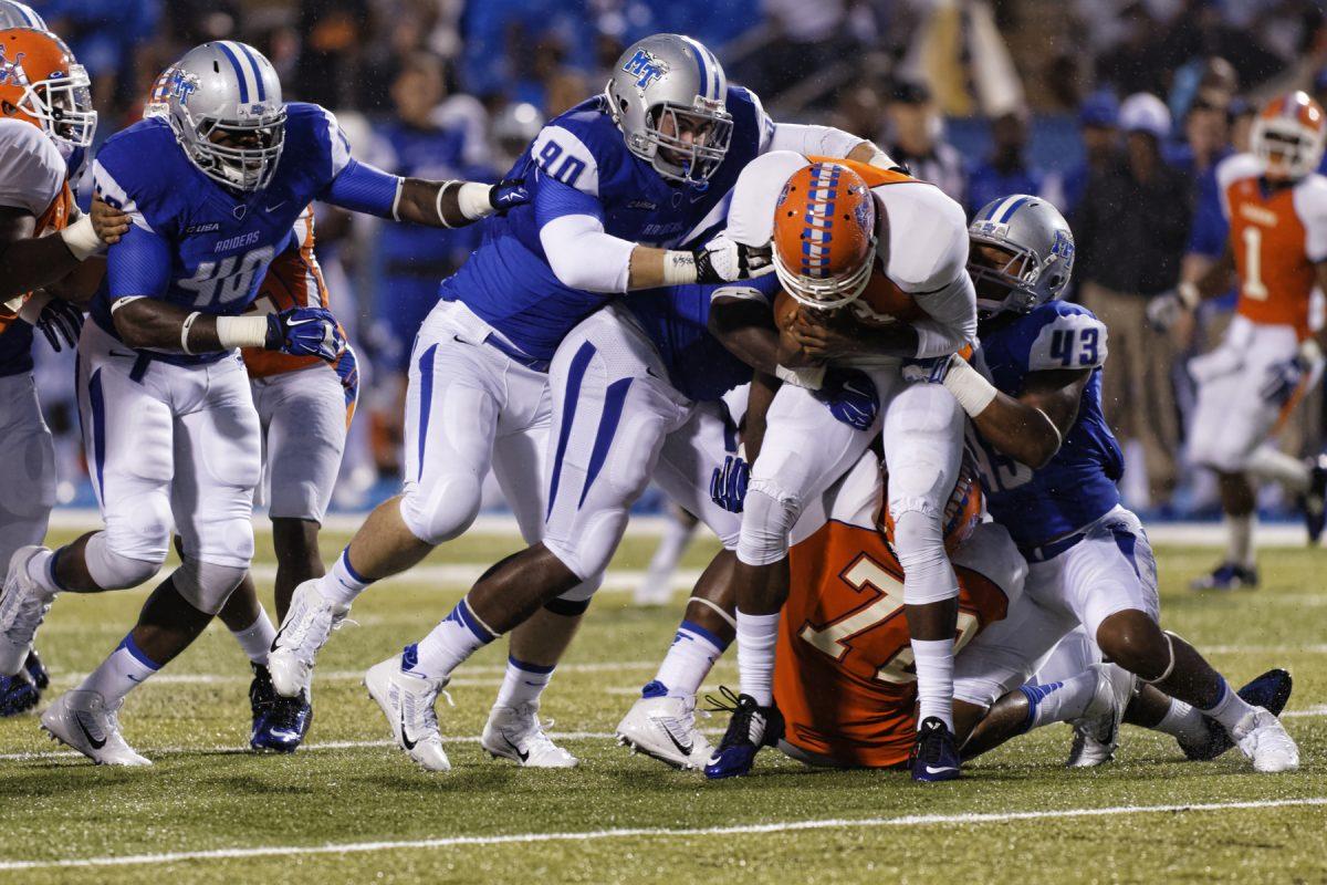 MTSU Blue Raiders season opener against Savannah State University.

Photos by Greg French
MTSU Sidelines
Staff Photographer