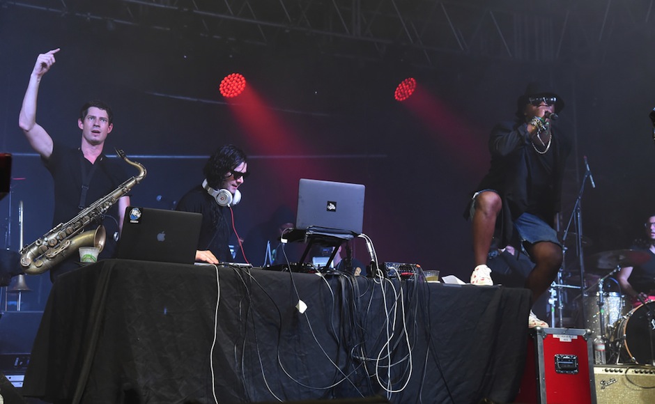 Big Gigantic's Dominic Lalli, Skrillex and A$AP Ferg perform at the 2014 Bonnaroo Music and Arts Festival during the early morning hours of Sunday June 15, 2014. It was apart of the Skrillex-curated Superjam that has been turned intoa documentary series on AT&T U-verse. (Photo courtesy of AT&T U-verse)