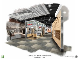 Concept art shows the Grand Ole Opry and Radio Station exhibits inside the George Jones Museum. The museum will open April 24, 2015 at 128 Second Avenue North in Nashville, Tenn. (FILE/George Jones)