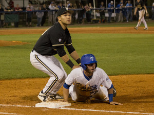 The MTSU Blue Raiders were defeated by the Vanderbilt Commodores 12-7 on Tuesday, March 24, 2015 at Reese Smith, Jr. field. The game brought the third-largest crowd in MTSU baseball history at 2,620 people. (MTSU Sidelines/Matt Masters)
