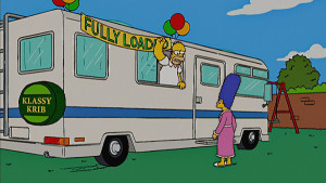 Homer yelling at Marge through the RV window (Courtesy of simpsonsworld.com)