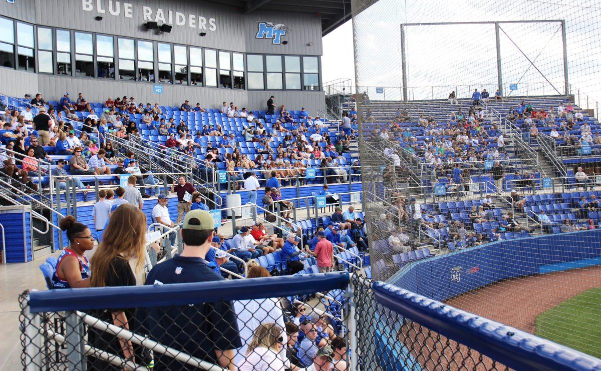 Students and fans made their presence known inside Reese Smith Jr. Field to witness MTSU defeat Northwestern. (Darwin Moore/MTSU Sidelines)