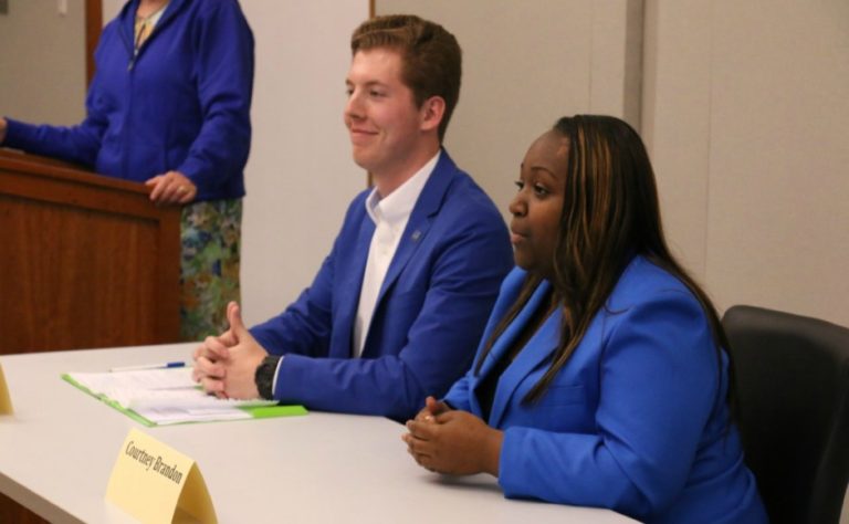 MTSU Student Government Association officer debates display candidate goals before election