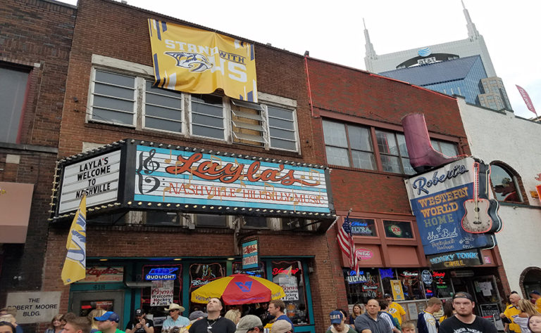 Broadway filled with fans supporting the Nashville Predators in Game 4 of Stanley Cup Final