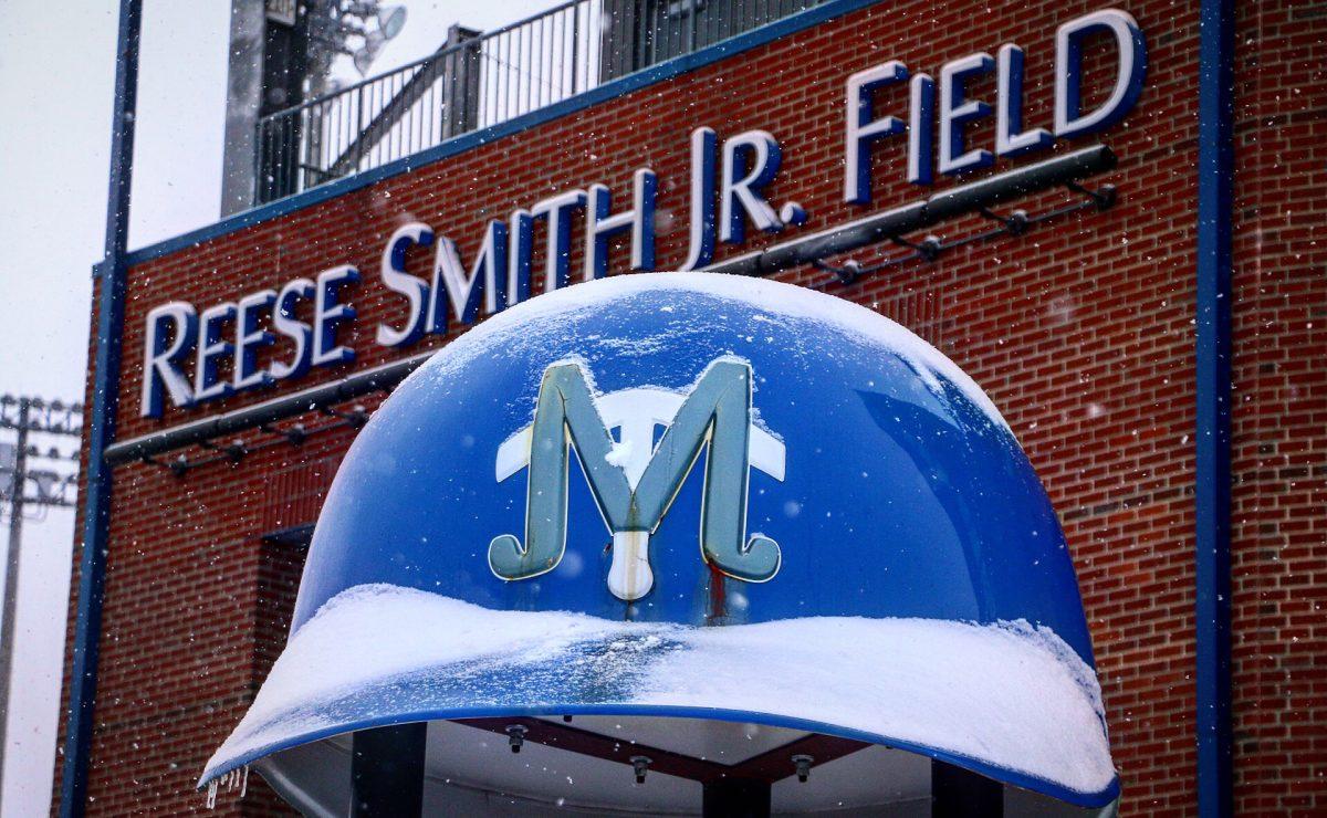 Reese Smith Jr. Field was a snowy sight to see on Jan. 16, 2018 (Devin P. Grimes / MTSU Sidelines).