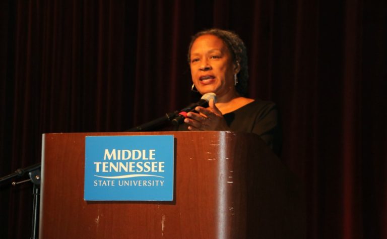Southern Poverty Law Center Director of Outreach Lecia Brooks provides MTSU Scholars Week Keynote Address