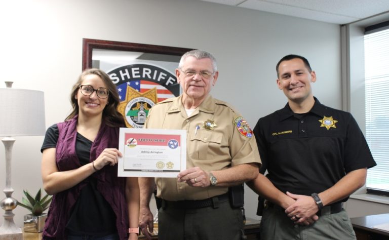‘Saved by the Belt’ award presented to dispatcher who survived car crash on Interstate 24