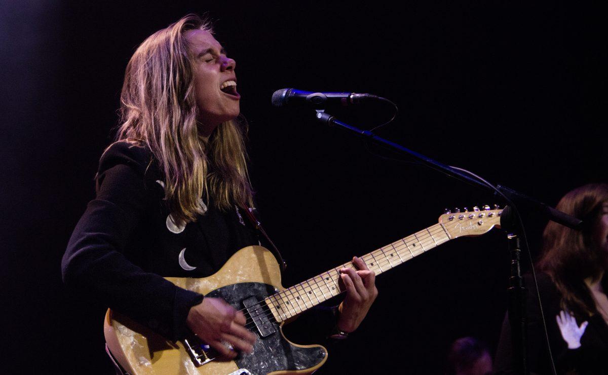 MTSU alumnae Julien Baker belts out a note playing with boygenius Sunday, November4, 2018. (Alexis Marshall / MTSU Sidelines)