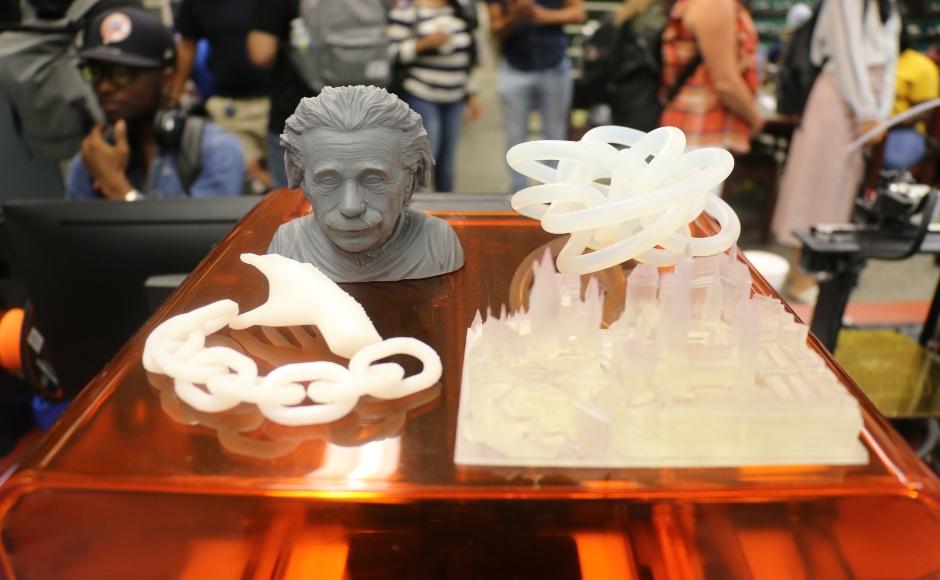 3D printed versions of Albert Einstein and Hogwarts display Makerspace's creative environment at Makerspace Open House on Wednesday, September 26, 2019.