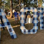 Alpha Omicron Pi display their large letters at Walnut Grove on Saturday, September 7, 2019.