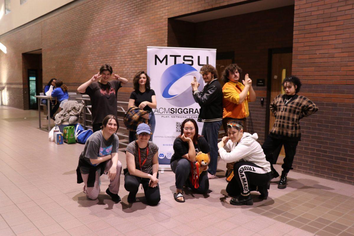 Some members of MTSU SIGGRAPH who competed in the competition. Photo by Stephanie Hall. 