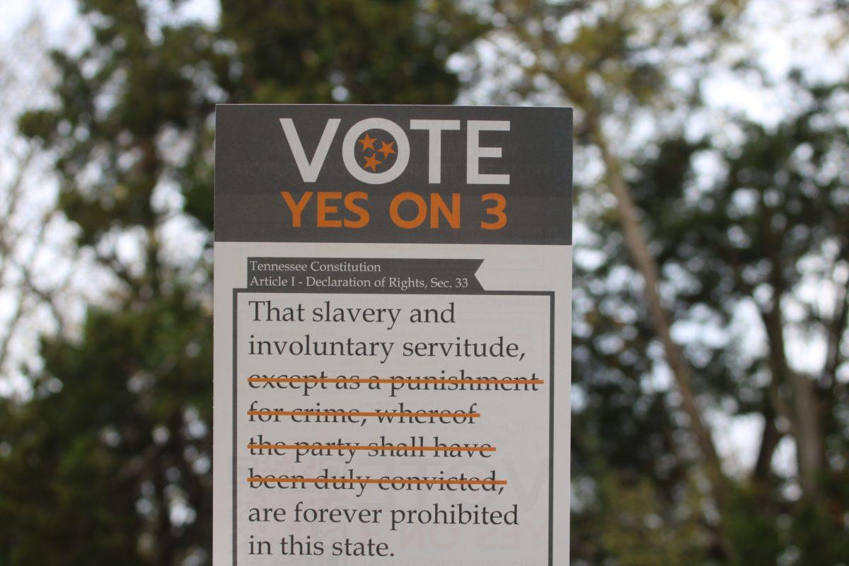 Tennessee's Amendment 3 would eliminate all legal exceptions for slavery from the state Constitution. (Photo by Ethan Pickering)