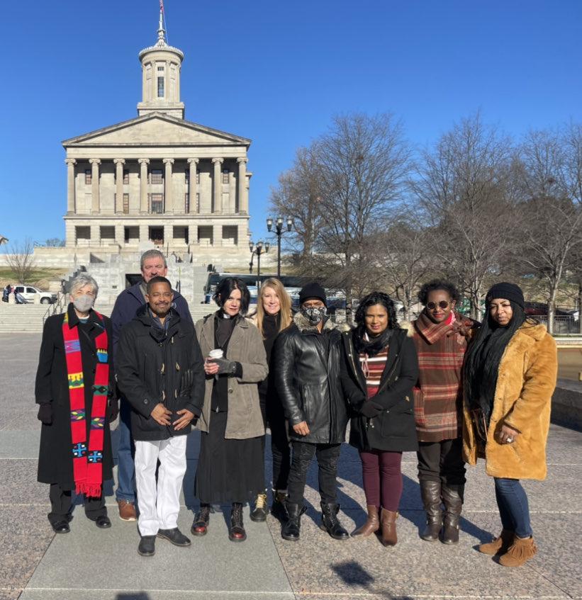 A group photo of No Exceptions Prison Collective in front of the Tennessee State Capitol. (Photo provided by No Exceptions Prison Collective)