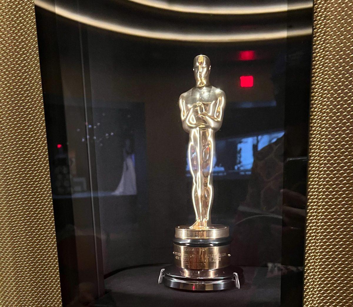 The Academy Award for Visual Effects, awarded to Star Wars: A New Hope, exhibited in the Academy Museum of Motion Pictures in Los Angeles.