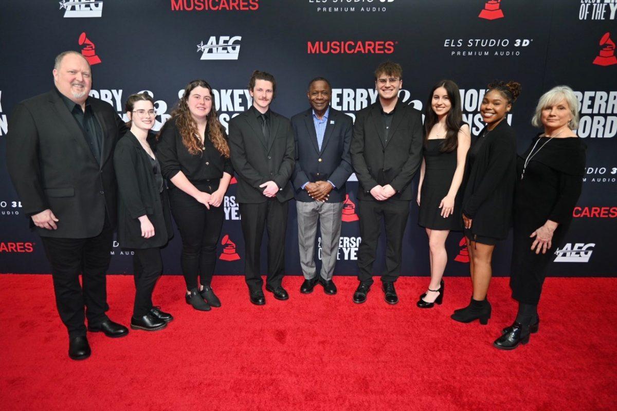 Students on the Red Carpet at Musicares Person of the Year with President McPhee