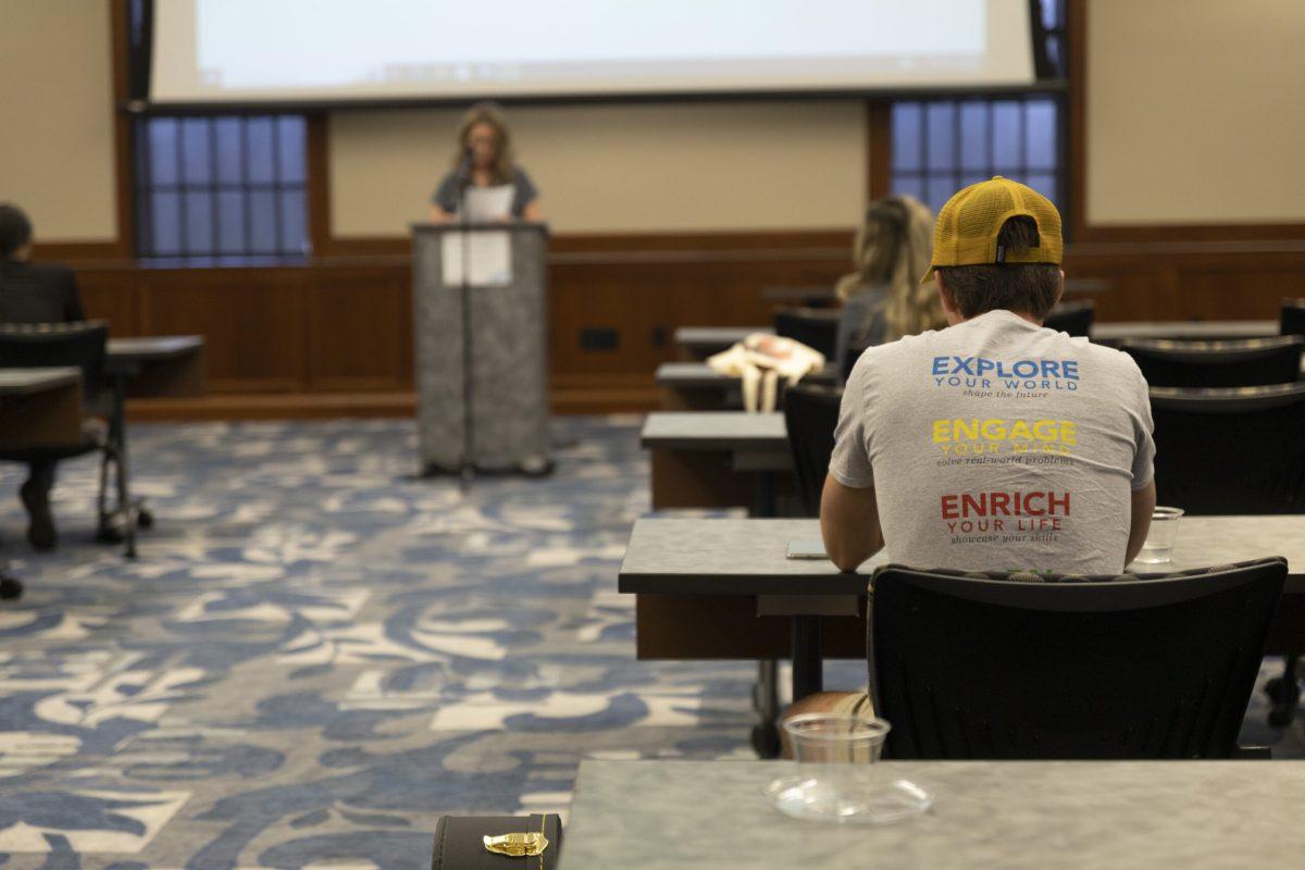 College of LIberal Arts t
-
shirt shines in a creative expression setting. (Photo by Makayla Sulcer).