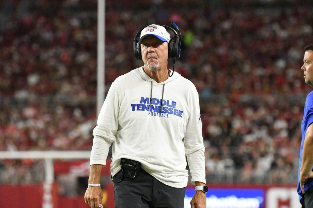 MTSU football head coach Rick Stockstill. (Photo by Erin Douglas)