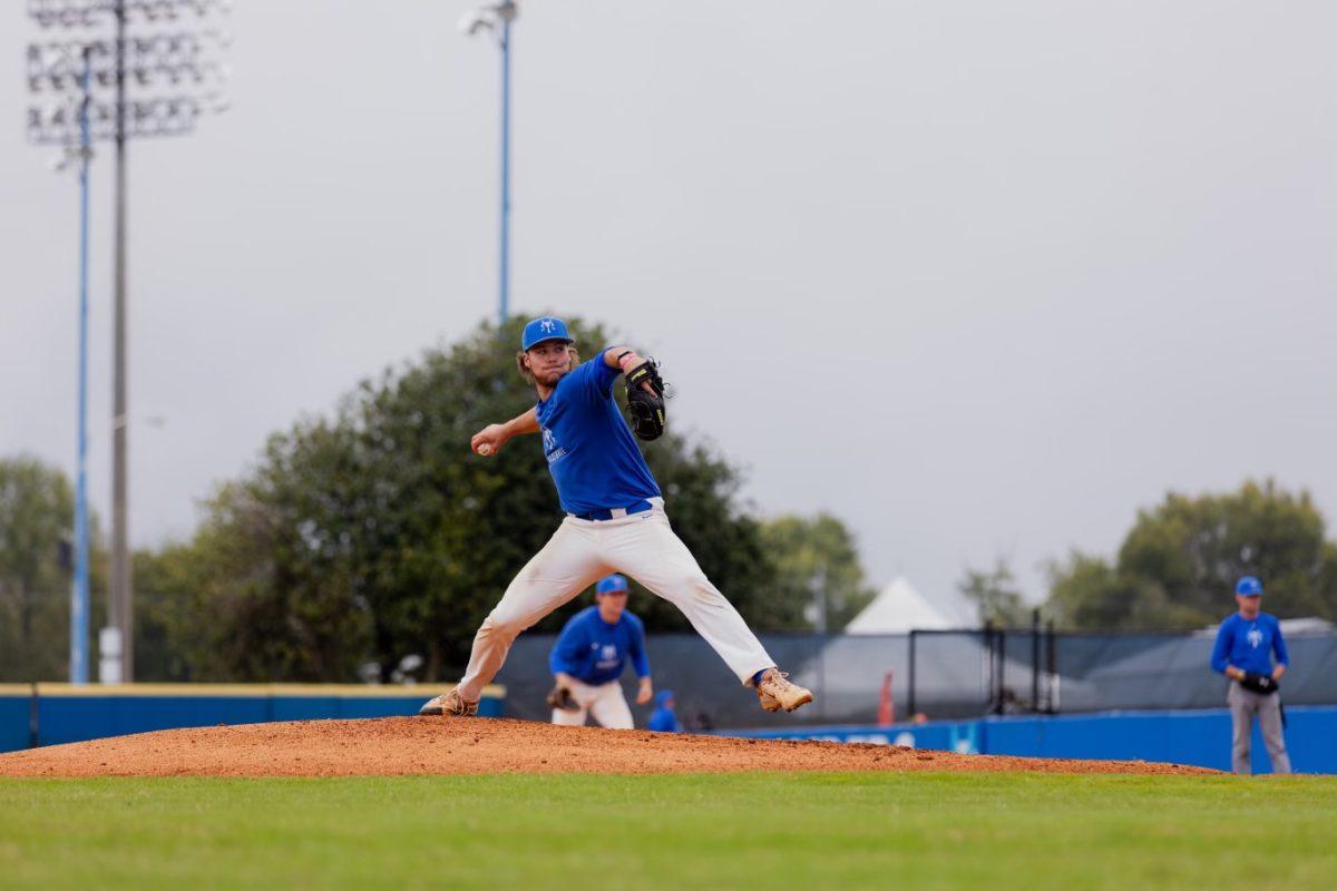 MTSU baseball pitcher Matt Schepel throws during practice. (Photo by Conner Smith)