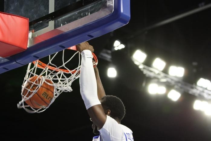 Jared Coleman-Jones dunks the ball. (Photo by Savion Davis)