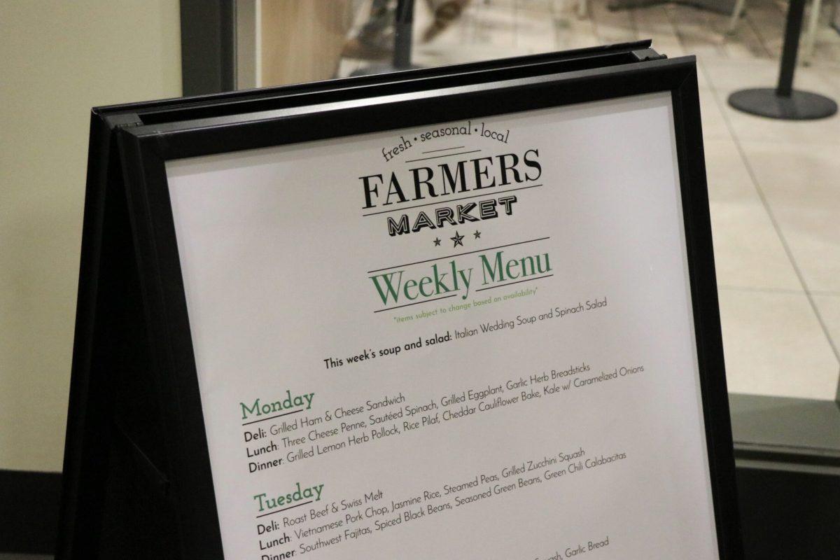 The Farmers Market displays their menu each week so students can see what is available (Taken by Megan Goble)