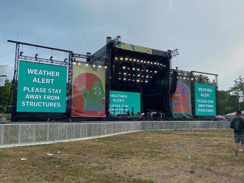 Weather advisory announced at the Which Stage at Bonnaroo Music & Arts Festival in Manchester, Tennessee, June 16, 2024. (Photo by Hannah Carley)