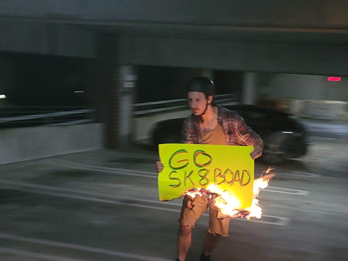 Wes "Hambone" Morgan skateboards in a Murfreesboro, Tennessee, parking garage in observance of Go Skateboarding Day.