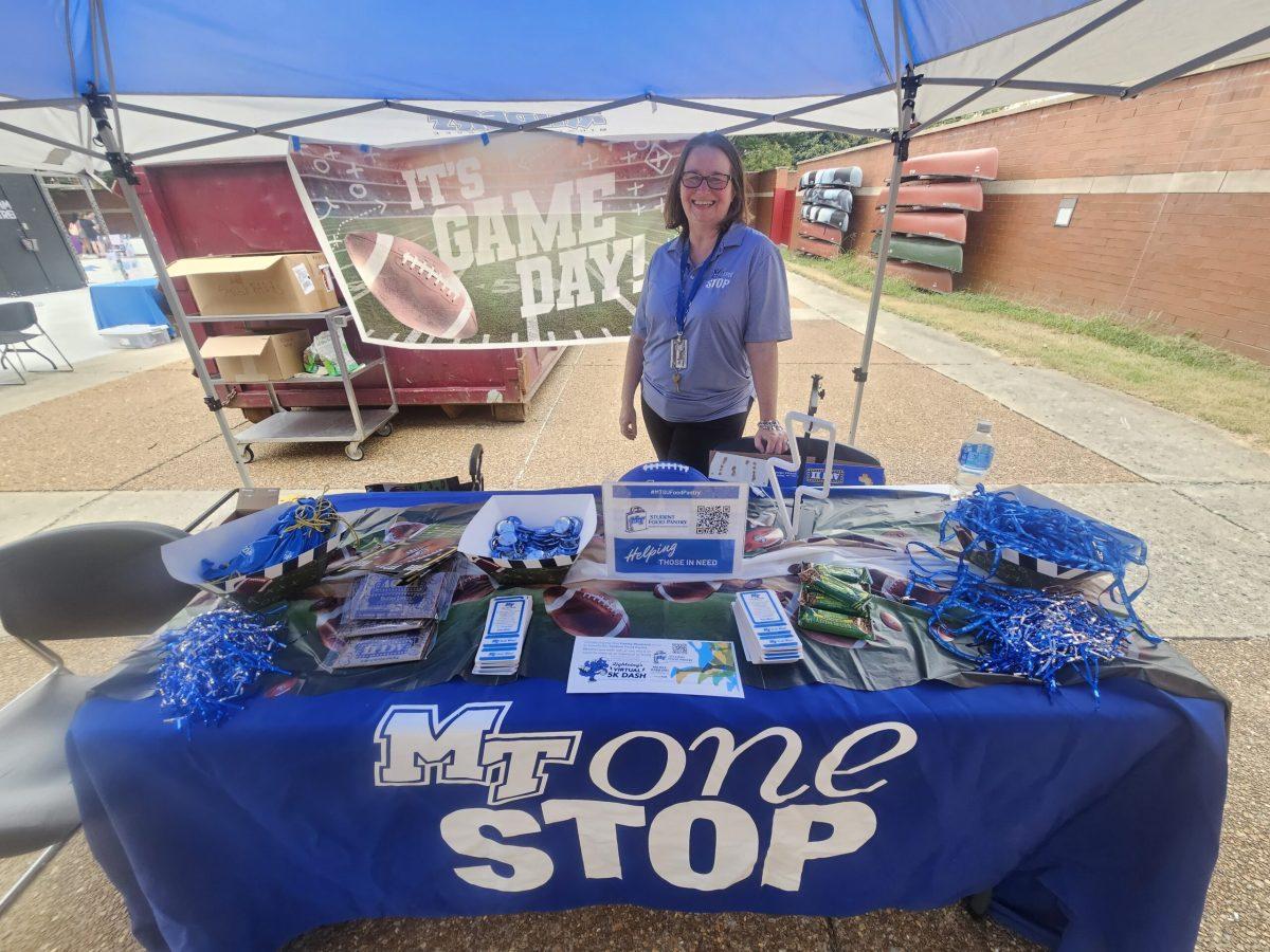 MT One Stop offered information to students about scholarships, financial aid and other resources at the Power of One Block Party Sept. 4. (Photo by DeAsia Powell).