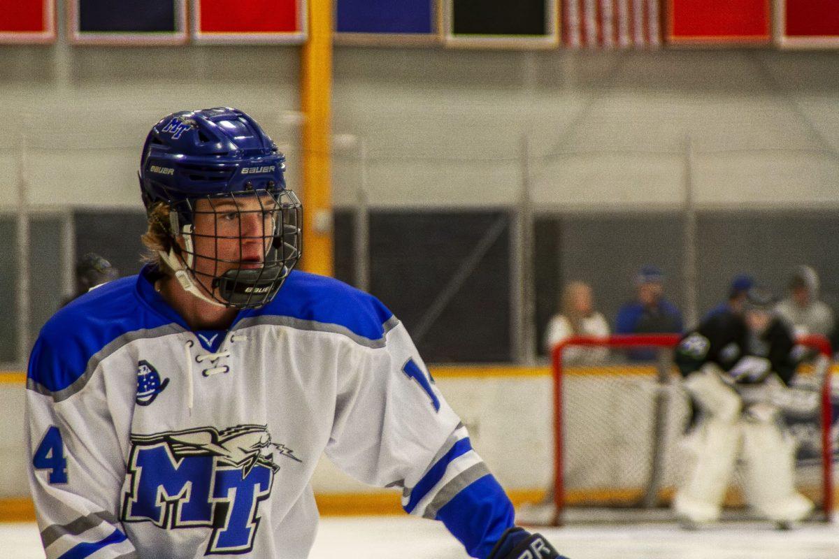 Jackson Crawford skates near the glass, 9-27-2024. (Photo by Caitlyn Hajek)