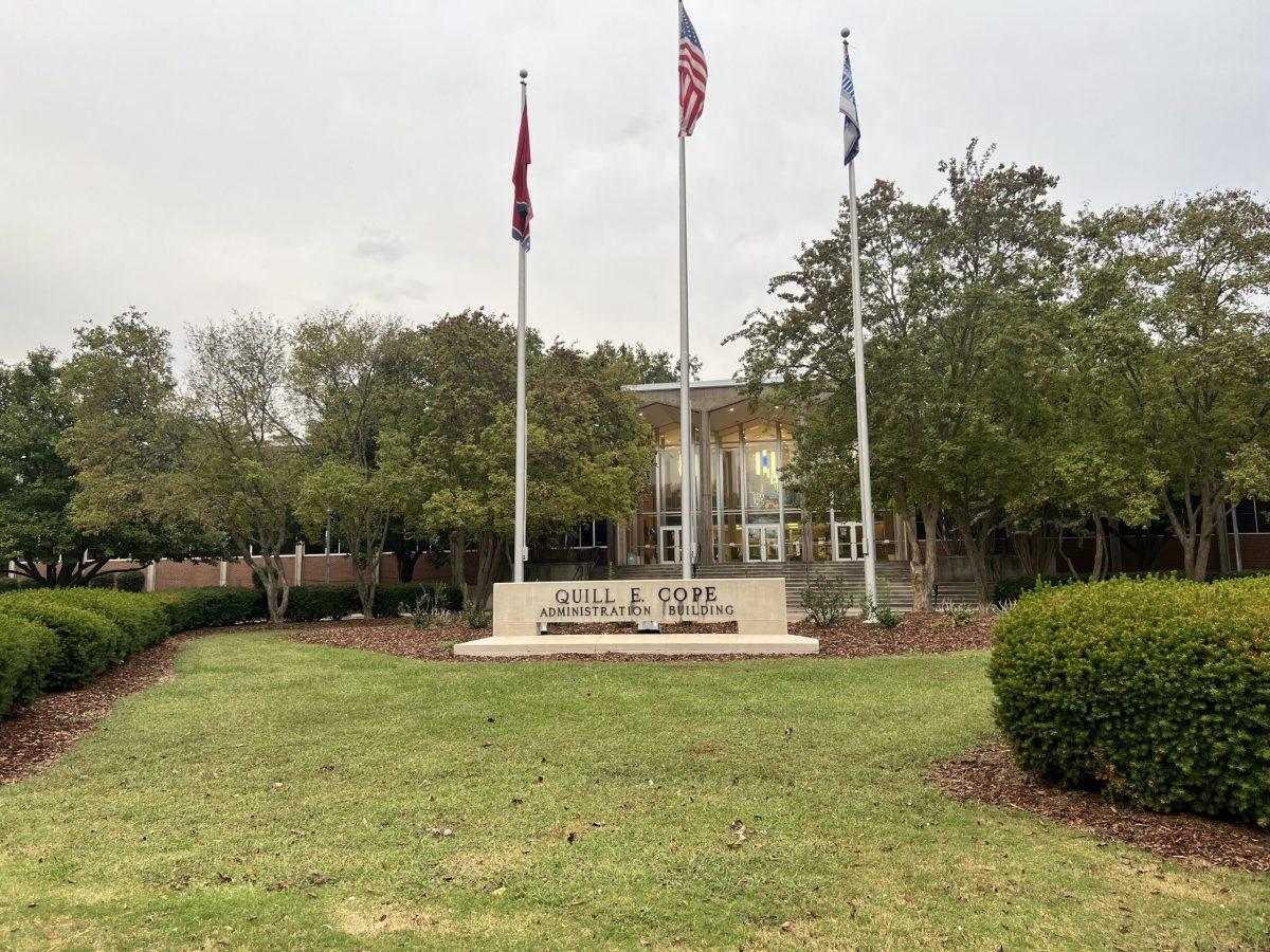 The Cope Administration Building holds offices for top MTSU administration like the president, provost and many others. (Photo by Eliza Laugherty)