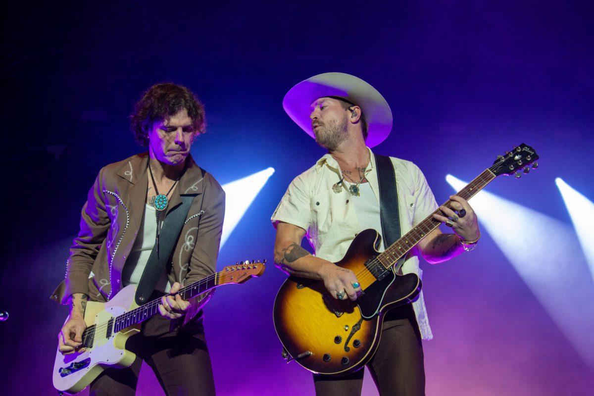 Lead singer of NEEDTOBREATHE, Bear Rinehart, and his bandmate play a duet. 9-29-2024 (Photos by Paige Mast)