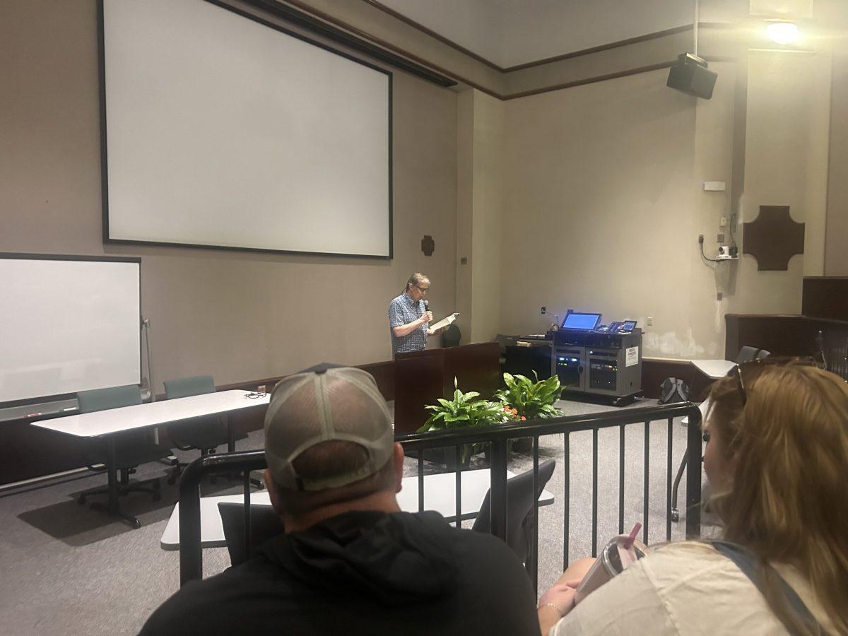 Producer Joe Boyd discusses his latest book at MTSU in Murfreesboro, Tennessee, on Sept. 19, 2024. (Photo by Siri Reynolds)