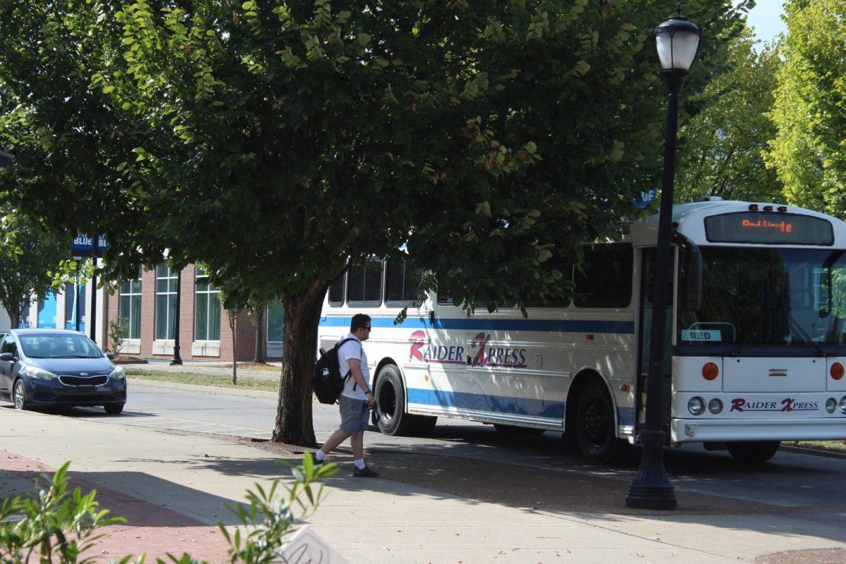 MTSU Parking and Transportation Services offers a bus shuttle system with three routes across campus. (Photo by Hannah Carley)