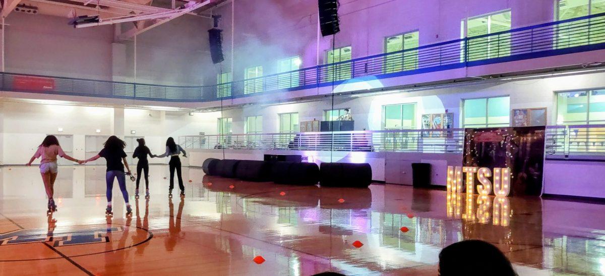 MTSU's Campus Recreation Center became a roller rink for Skate Night Showdown in Murfreesboro, Tennessee, on Sept. 18, 2024. (Photo by Logan Bowman)