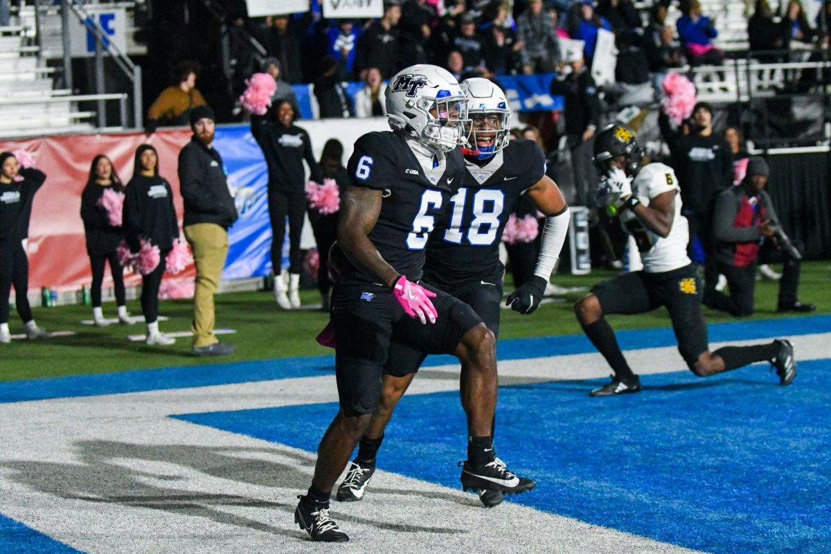 Marvae Myers celebrates after interception, 10-15-2024. (Photo by Erin Douglas)